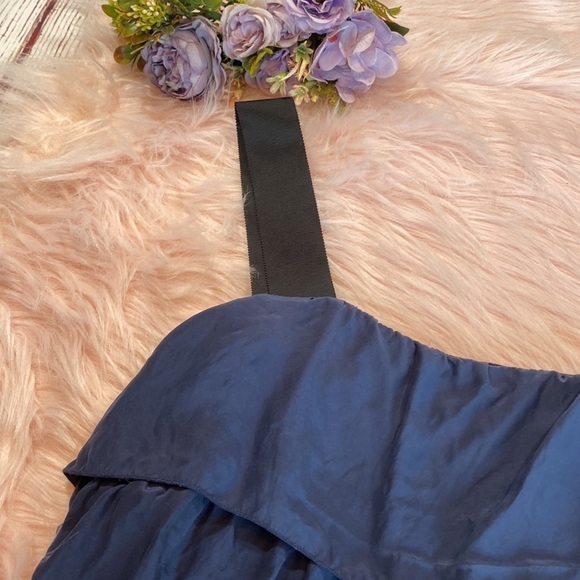 Anthropologie Bordeaux Blue Ruffle Layered Tank Top sz M - Picture 3 of 13